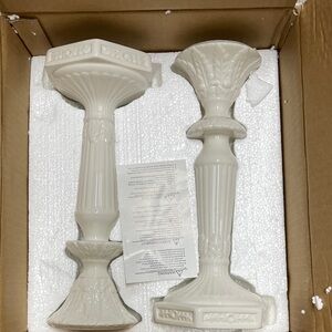 Home Interiors Cream/White Ceramic Decorative Candle Holders - Pair
